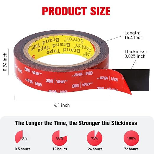 Double Sided Tape Heavy Duty, Adhesive Mounting Tape Waterproof, 16.4 FT x 0.94 - Image 6