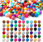 300pcs Silicone Beads for Keychain Making Kit 60 Colors Focal Rubber Round by CFKEMZY