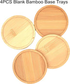 4PCS Mosaic Bamboo Coasters for Crafts, Blank Base Trays, Drinking Cup Coaster - Image 3