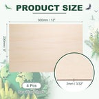 HARFINGTON 4pcs 2mm Basswood Plywood Sheets 12" x 8" x 3/32" Thin Unfinished - Image 2