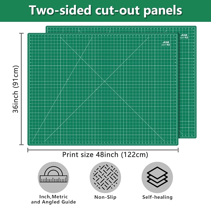 ArtAt Self Healing Cutting Mat: 48″x 36″ Green Double Sided PVC Non-Slip 5 - Image 2