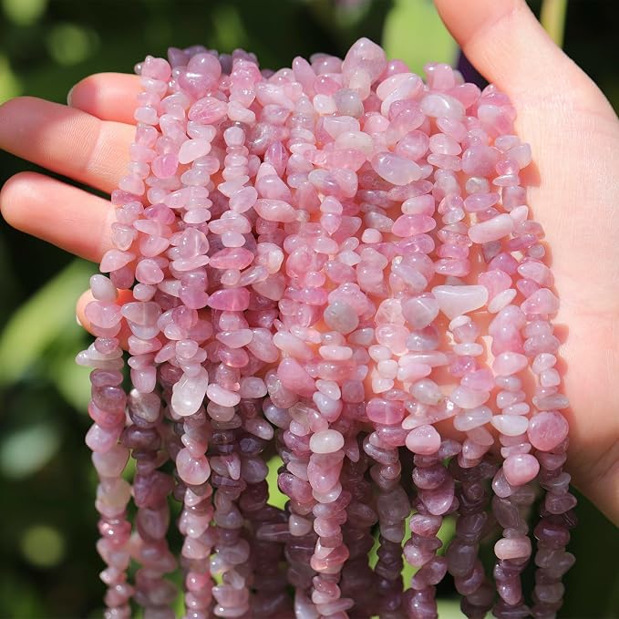 400Pcs 5-8mm Natural Madagascar Rose Quartz Chip Stone Beads | Pre-Drilled - Image 3