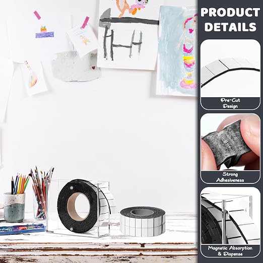 Double Sided Foam Tape Pre Cut 3/4 X 1/2 Inch EVA Foam Adhesive Squares Roll - Image 3
