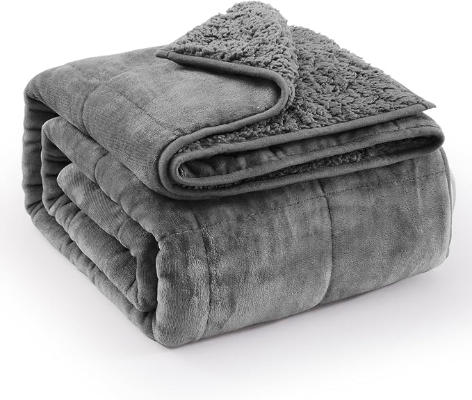 Super Fuzzy Soft Sherpa Fleece Weighted Blanket, 12 lbs Dual Sided Fluffy Heavy by EazfyPro