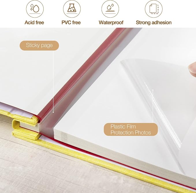 potricher Large Photo Album Self Adhesive 3x5 4x6 5x7 8x10 Pictures Linen Cover - Image 4