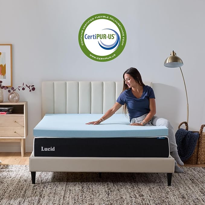 Lucid 3 Inch Memory Foam Mattress Topper, Twin XL Size – Cooling Gel Bed Topper - Image 4