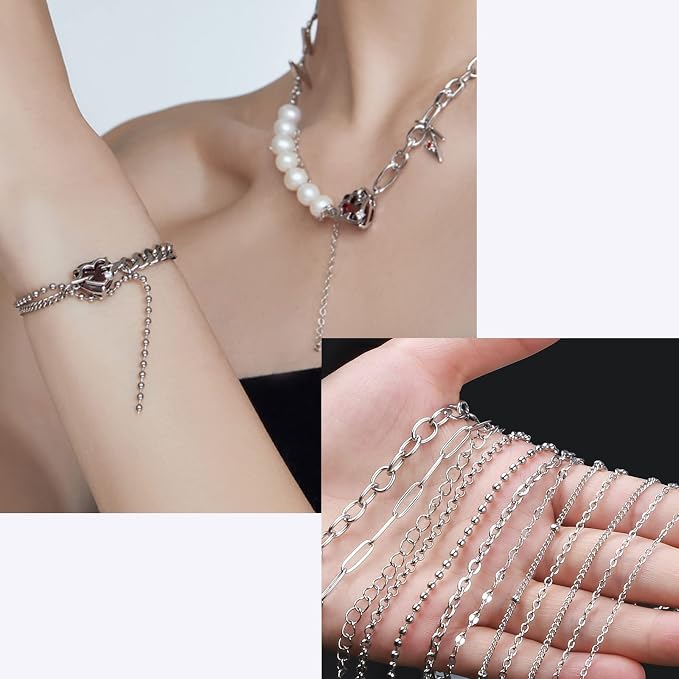 Necklace Chain for Jewelry Making, 95.1 Feet 12 Rolls Stainless Steel Jewelry - Image 7