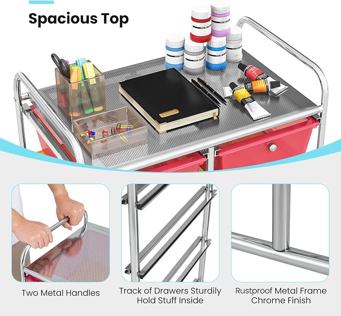 Giantex 10 Drawers Rolling Cart, Classroom Organizers, Storage Cart - Image 7