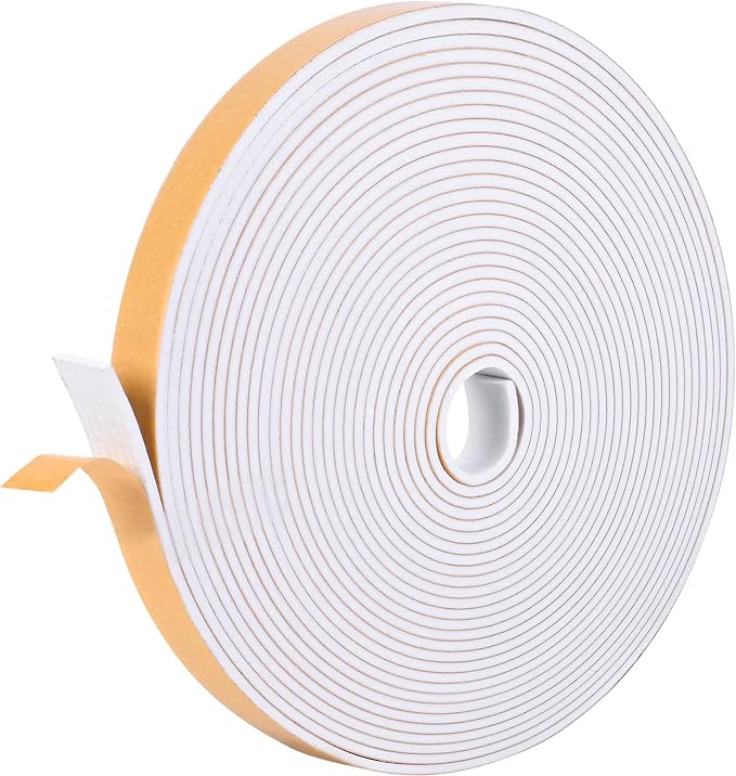 Kikerike Self Adhesive Foam Tape Weatherstrip 1in x 1/4in x 33Ft High Density by Kikerike