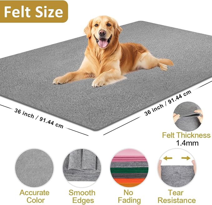XSEINO Gray Large Felt Fabric 36" X 36 ", 1.4 mm Thick Soft Felt Fabric Sheet - Image 2
