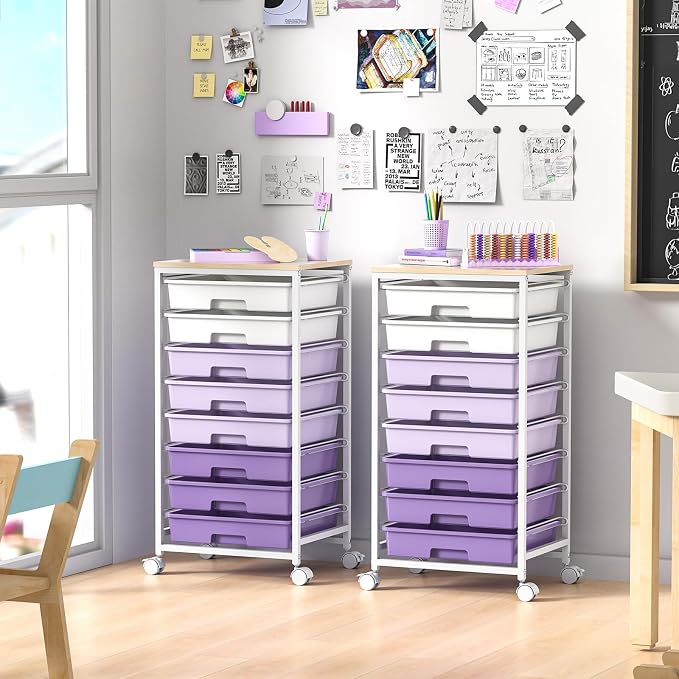 SYKIARIOL Rolling Cart with Drawers, Utility Cart With 8 Drawers and Wooden - Image 8