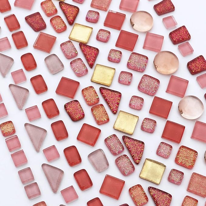 LITMIND Assorted Pink Irregular Crystal Mosaic Tiles, 9oz Value Pack by LITMIND