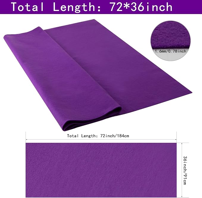 HaoFeijh Purple Felt Fabric 72 * 36 Inch Wide 1.6mm, Fabric Sheets Soft Woven - Image 2