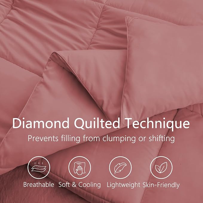 TEXARTIST Premium 2100 Series Queen Comforter All Season Breathable Dusty Pink - Image 2