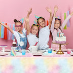 Tiamon 6 Pcs Pastel Rainbow Tablecloths Birthday Decorations Pastel Table Cloths - Image 6
