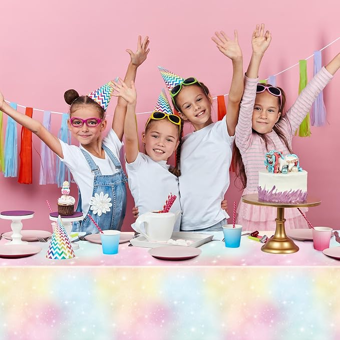 Tiamon 1 Pc Pastel Rainbow Tablecloths Birthday Decorations Pastel Table Cloths - Image 6