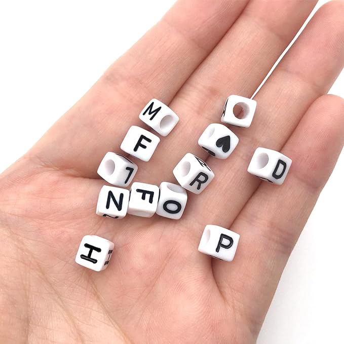 YMSDZHL Alphabet Beads A-Z 1200+Pcs Letter Beads, Acrylic 4x7mm Round Letter - Image 7