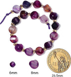 34pcs Natural Purple Striped Agate Stone Beads - Image 2