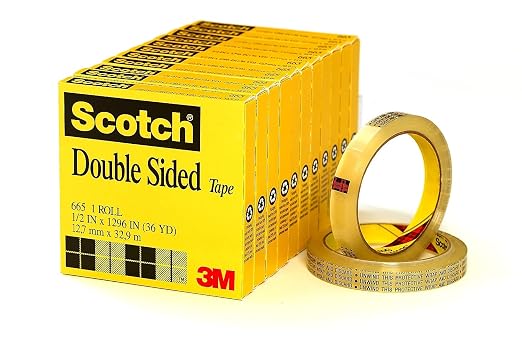 Scotch Permanent Double Sided Tape Refill Rolls, 1/2"" x 36 yds, 12 Rolls – by Unknown