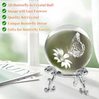 3D Butterfly Crystal Ball with Stand Lase Engraved Glass Sphere Paperweight - Image 3