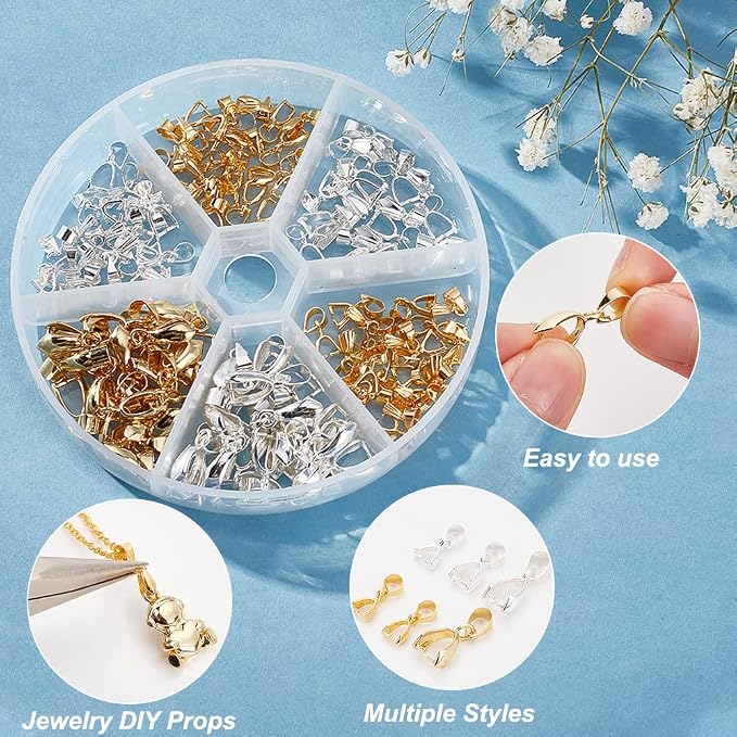PH PandaHall Pinch Clip, 120 Pieces 6 Styles Pinch Clip Bail Clasp Dangle Charm - Image 6