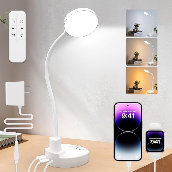 15W LED Desk Lamp with USB Charging Ports, Dimmable Table Lamp with 3 Color by Unknown