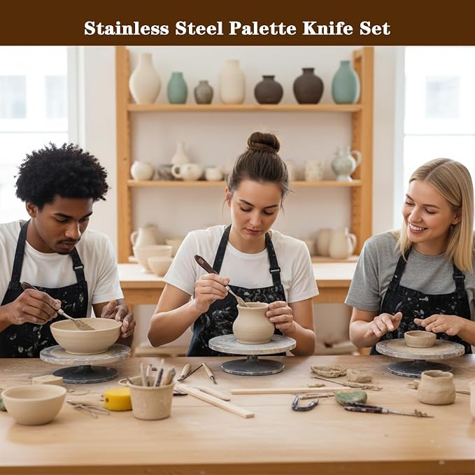 27 Pcs Palette Knife Set Stainless Steel Painting Knife Set Wood Handle Palette - Image 6