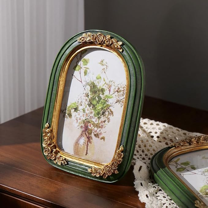 Cuspin Vintage 4x6 Picture Frame, Ornate Floral Resin Photo Frame - Image 4