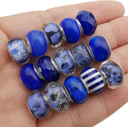 50pcs Assorted Dark Blue Resin Imitation Glass European Large Hole Beads - Image 5
