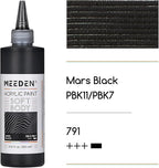 MEEDEN Mars Black Acrylic Paint: Matte Finish 250ml/8.45oz Soft Body Bulk - Image 2