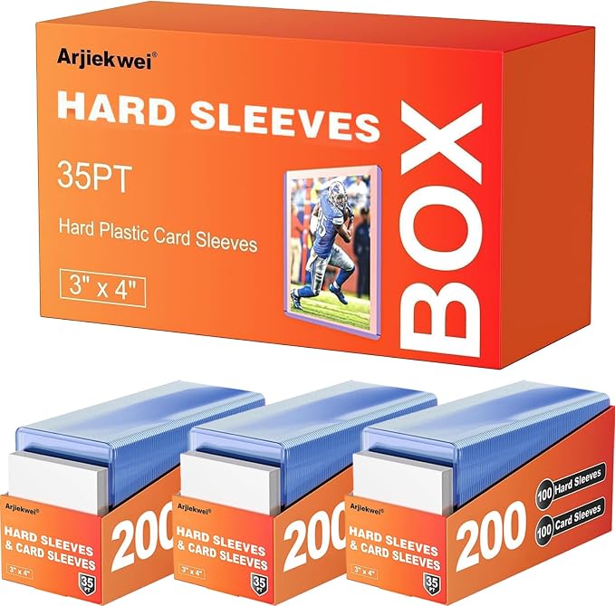 100 Card Sleeves Hard Plastic, Arjiekwei 3"X 4" Baseball Cards Protectors by Arjiekwei