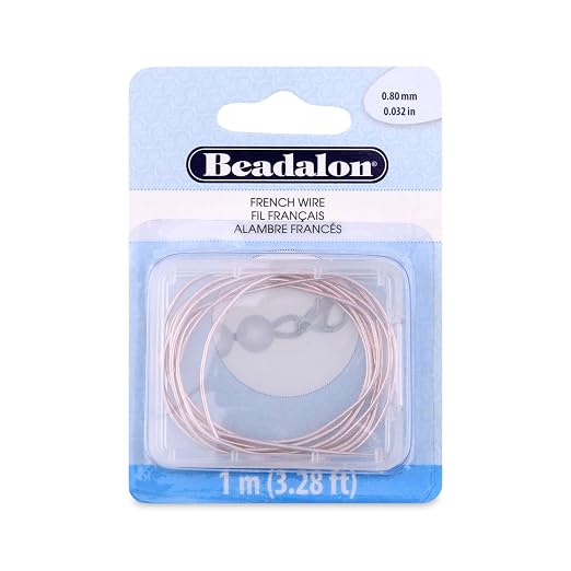 Beadalon French Wire, 0.80 mm / .032 in, Rose Gold Color, 1 Meter by Beadalon
