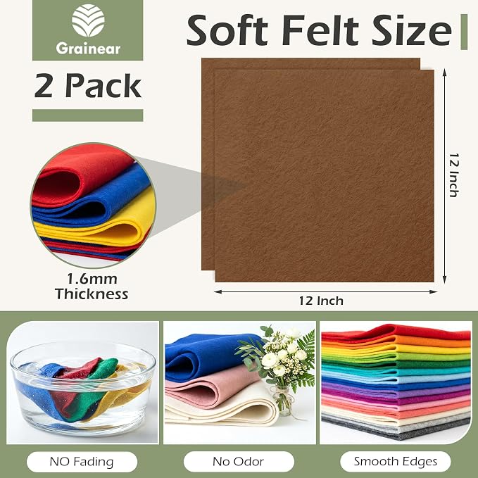 Cognac Soft Felt Sheets for Crafts, 1.6mm Thick, Handmade Crafts, DIY Projects - Image 3