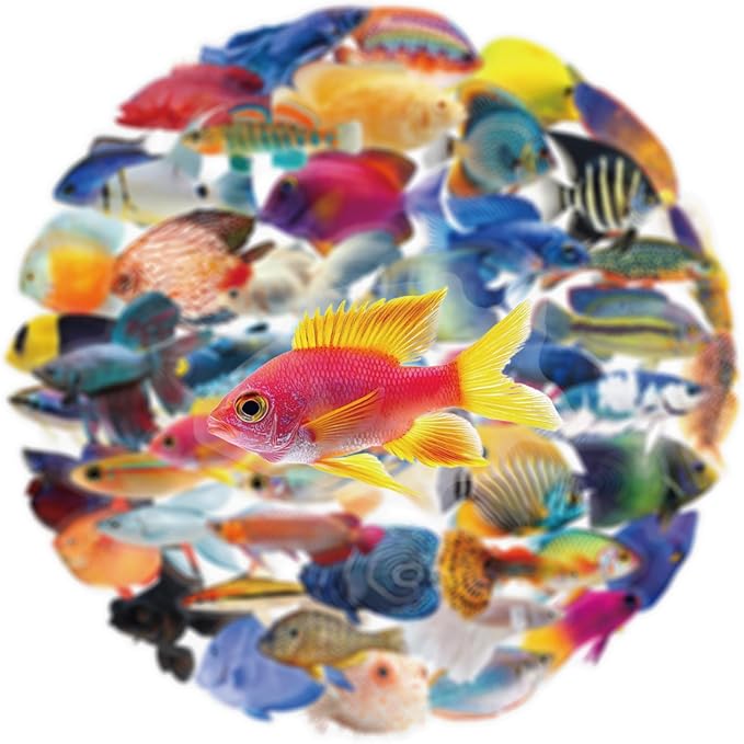 50PCS Clear Tropical Marine Life Ocean Stickers PET Fish Aesthetic Sticker - Image 2