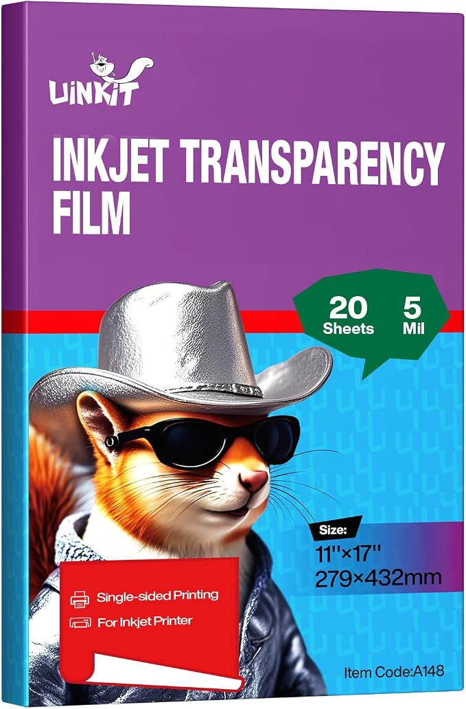 Uinkit 11x17 Transparency Film Inkjet Dye Inks 20 Sheets OHP Overhead Projector by UinkitHandicraftsandConservationSpecialist