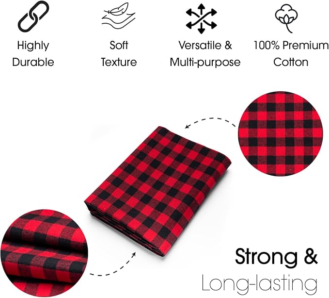 Pico Textiles 25 Yards Bolt Black and Red Buffalo Plaid Checkered Flannel Fabric - Image 5