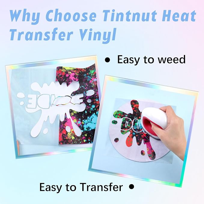 Tintnut Multicolor Splash Heat Transfer Vinyl, stretch washable, works - Image 3