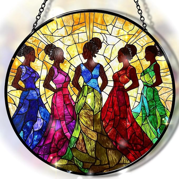Greatingreat Stained Glass Window Hanging, Home Room Decor 7.8 Inch African by Greatingreat