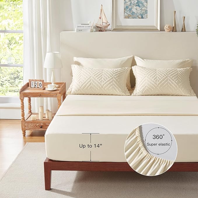 Zzlpp Twin Comforter Set 5 Pieces, Cream Tufted Bed in a Bag - Image 6