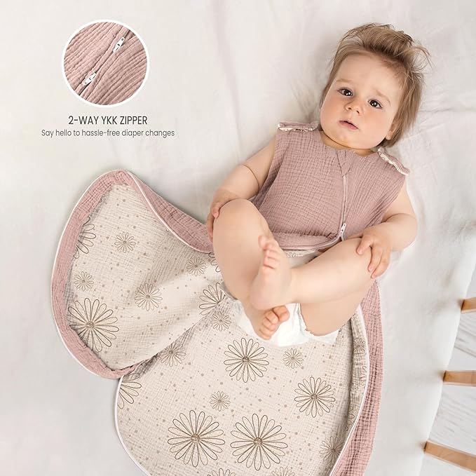 lulumoon Sleep Sack Muslin for Baby: Cotton Wearable Blanket for 3-9 Months - Soft Lightweight Ideal for Nursery Lounge Nighttime Naptime 6-12 Months