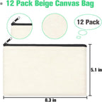ZeeDix Canvas Zipper Pouch Bulk – 8.3 x 5 Inches Cotton Canvas Pouches - Image 2