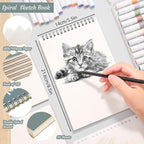 12 Pack Sketch Book, 5.5 x 8.5 Inch Sketchbook, 68lb/100gsm Top Spiral Bound - Image 2