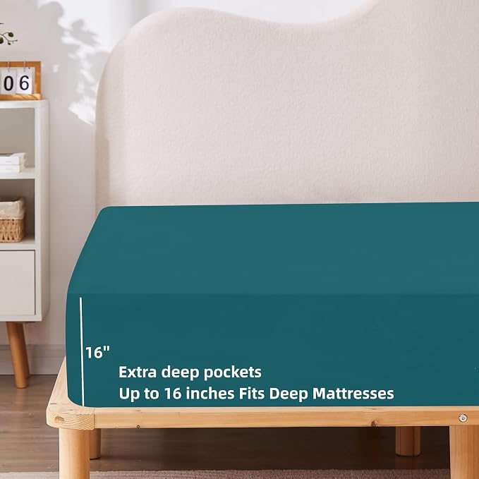 HBHLFZ Full Fitted Sheet Only, Soft Breathable Bottom Sheet - Image 3