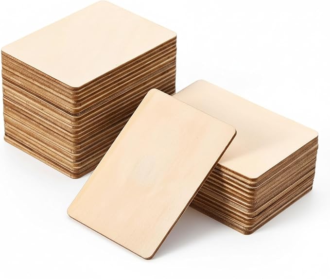 100 Pcs Unfinished Wood Pieces Blank Wood Squares Round Corner - Image 3