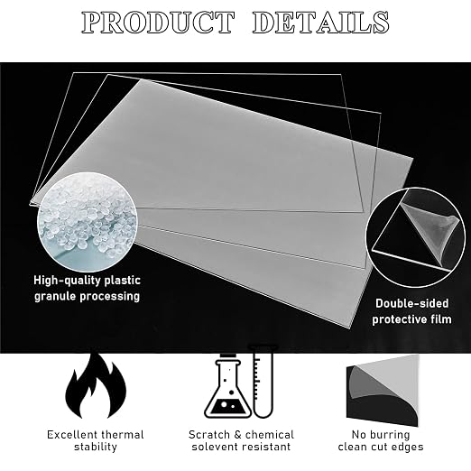 Roowest 2 Pcs 24 x 36 Inch, 1/4 Inch Thick Clear Acrylic Sheet Plastic Sheet - Image 4