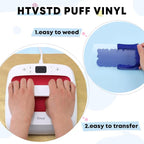 HTVSTD Red Blue White Puff HTV Heat Transfer Vinyl 6pcs 12×10in | Vivid Color - Image 3