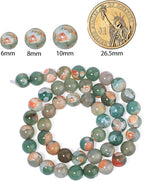 45pcs Round Loose Orange&Green Fire Agate Beads - Image 2