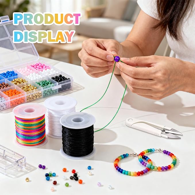8pcs Elastic String Bracelet Making Kit, Stretchy Bracelet String, 6 Rolls 1mm - Image 5