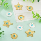 Sun Star Synthetic Turquoise Stone Charms Bohemian Style Charm | 9Pcs Gold - Image 6