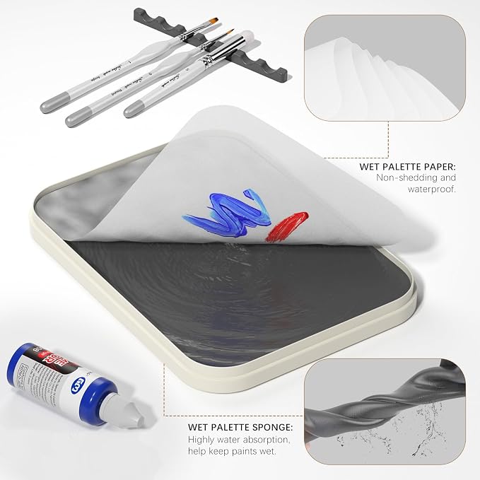 golden maple Wet Pallet for Painting Miniatures 2 in 1 Dry and Wet Palette - Image 7